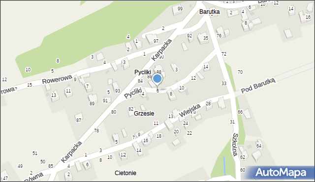 Rychwałdek, Pycliki, 6, mapa Rychwałdek