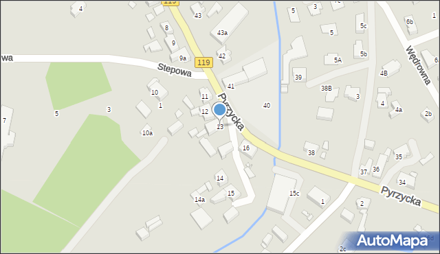 Szczecin, Pyrzycka, 13, mapa Szczecina