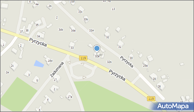 Szczecin, Pyrzycka, 32a, mapa Szczecina