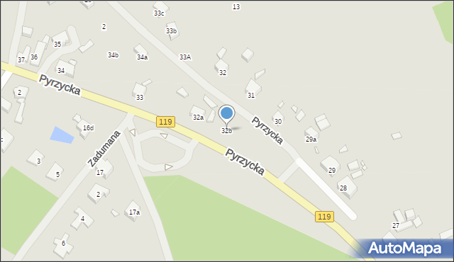 Szczecin, Pyrzycka, 32b, mapa Szczecina