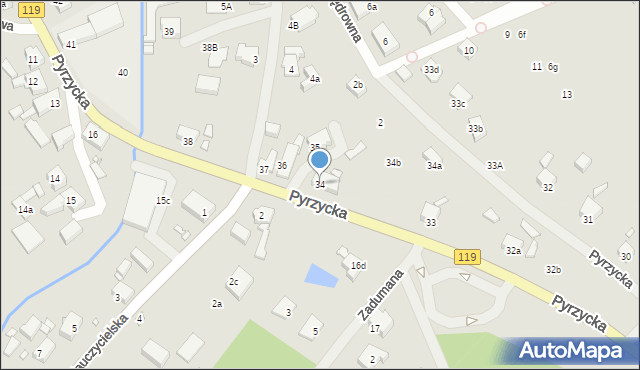 Szczecin, Pyrzycka, 34, mapa Szczecina