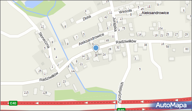 Aleksandrowice, Radziwiłłów, 18, mapa Aleksandrowice