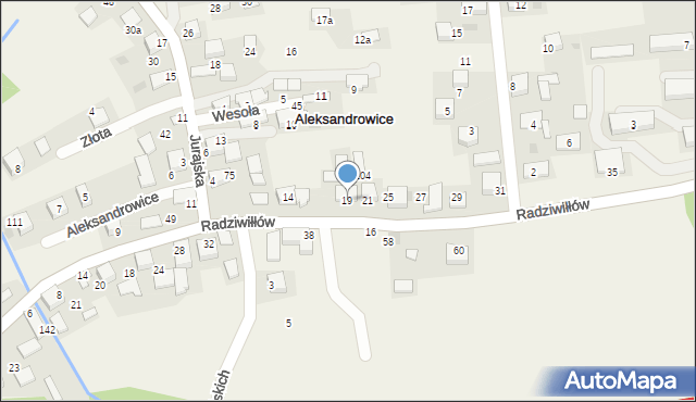 Aleksandrowice, Radziwiłłów, 19, mapa Aleksandrowice