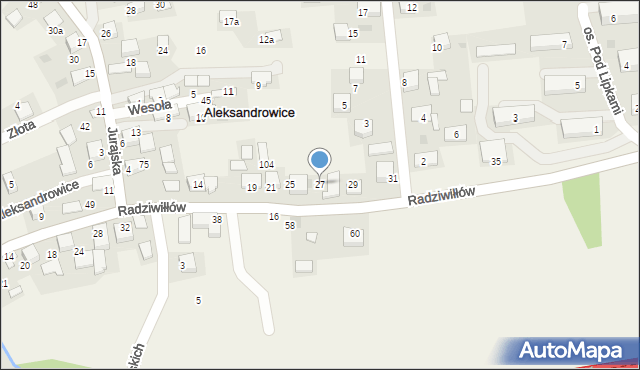 Aleksandrowice, Radziwiłłów, 27, mapa Aleksandrowice