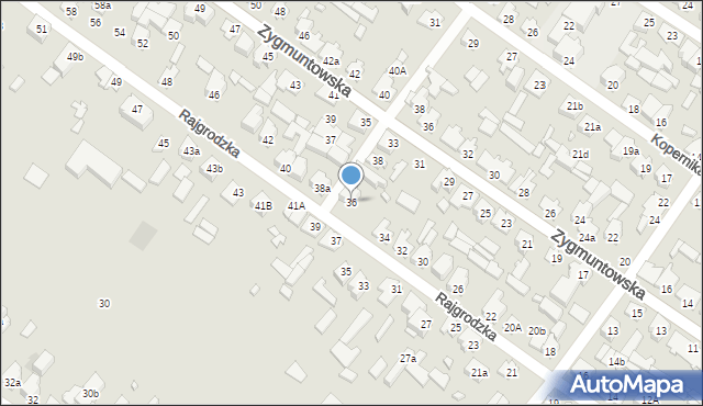 Augustów, Rajgrodzka, 36, mapa Augustów