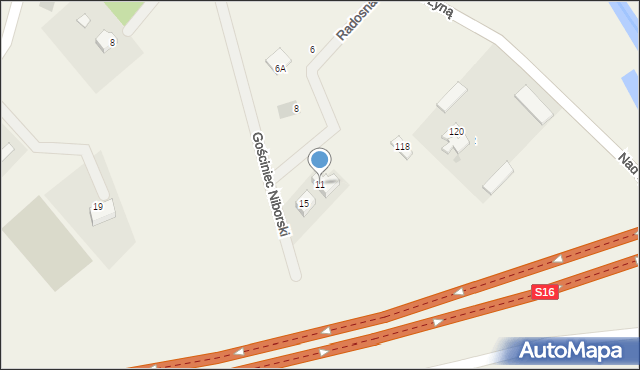 Bartąg, Radosna, 11, mapa Bartąg