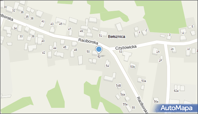 Bełsznica, Raciborska, 52, mapa Bełsznica