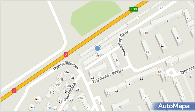 Biała Podlaska, Radziwiłłowska, 15, mapa Białej Podlaskiej