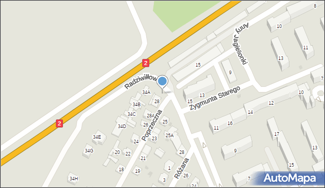 Biała Podlaska, Radziwiłłowska, 34, mapa Białej Podlaskiej
