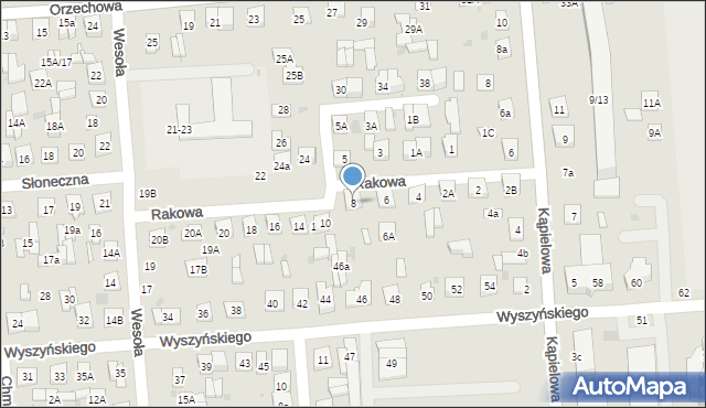 Biała Podlaska, Rakowa, 8, mapa Białej Podlaskiej