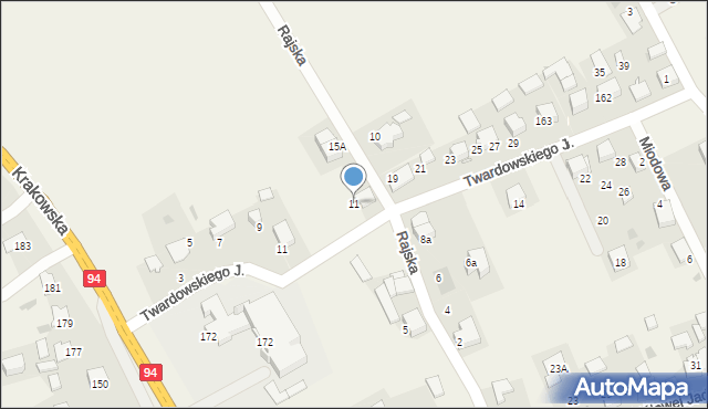 Biały Kościół, Rajska, 11, mapa Biały Kościół