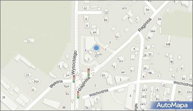 Białystok, Raginisa Władysława, mjr., 1/1, mapa Białegostoku