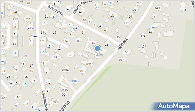 Białystok, Raginisa Władysława, mjr., 11, mapa Białegostoku