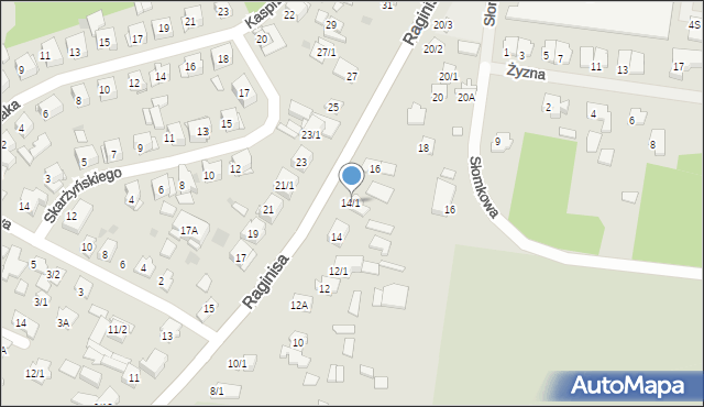 Białystok, Raginisa Władysława, mjr., 14/1, mapa Białegostoku
