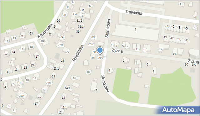 Białystok, Raginisa Władysława, mjr., 20A, mapa Białegostoku