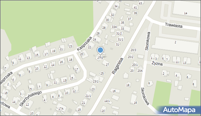 Białystok, Raginisa Władysława, mjr., 27/1, mapa Białegostoku