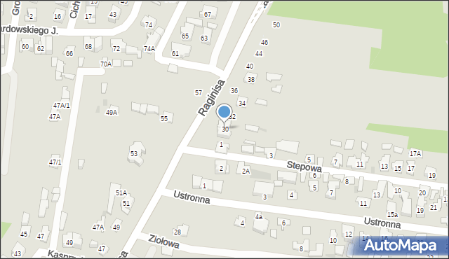Białystok, Raginisa Władysława, mjr., 30, mapa Białegostoku