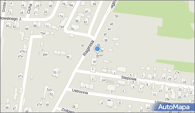 Białystok, Raginisa Władysława, mjr., 32, mapa Białegostoku