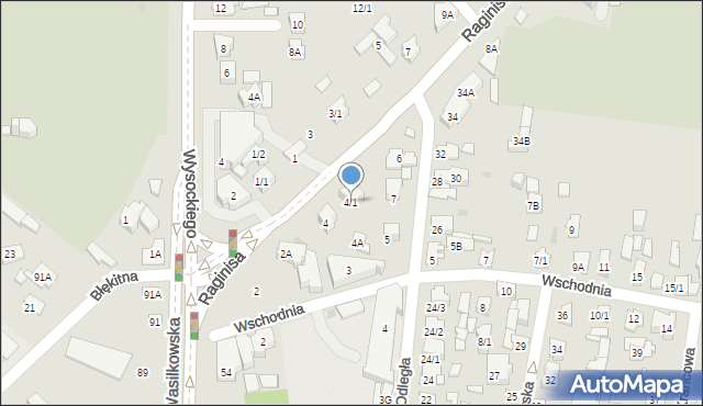 Białystok, Raginisa Władysława, mjr., 4/1, mapa Białegostoku