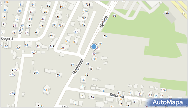 Białystok, Raginisa Władysława, mjr., 40, mapa Białegostoku