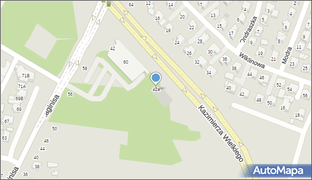 Białystok, Raginisa Władysława, mjr., 42a, mapa Białegostoku