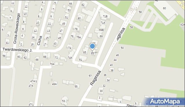 Białystok, Raginisa Władysława, mjr., 63, mapa Białegostoku