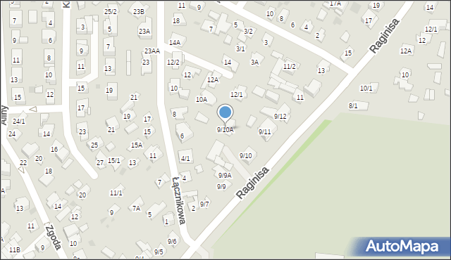 Białystok, Raginisa Władysława, mjr., 9/10A, mapa Białegostoku