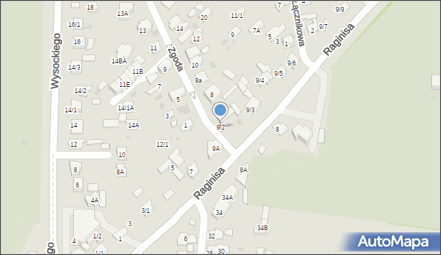 Białystok, Raginisa Władysława, mjr., 9/2, mapa Białegostoku