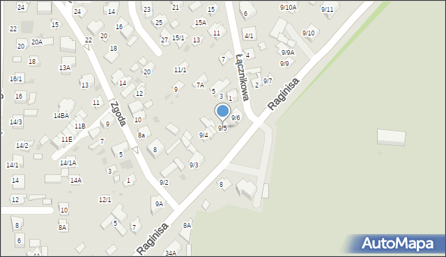 Białystok, Raginisa Władysława, mjr., 9/5, mapa Białegostoku