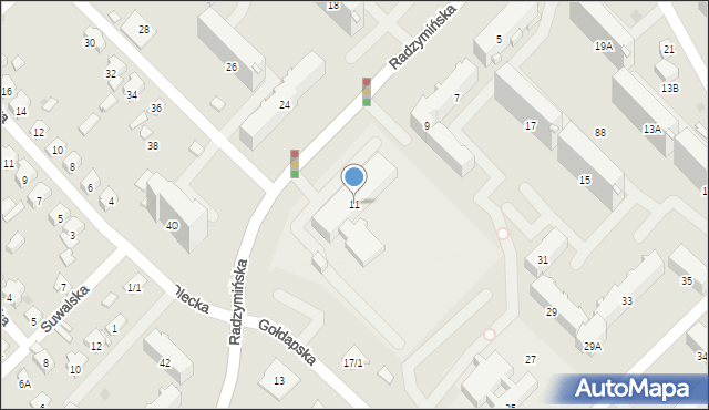 Białystok, Radzymińska, 11, mapa Białegostoku
