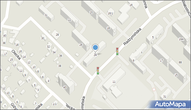 Białystok, Radzymińska, 24, mapa Białegostoku
