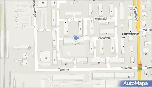 Bielsko-Biała, Radosna, 2, mapa Bielsko-Białej