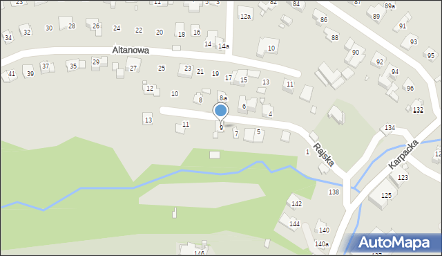 Bielsko-Biała, Rajska, 9, mapa Bielsko-Białej