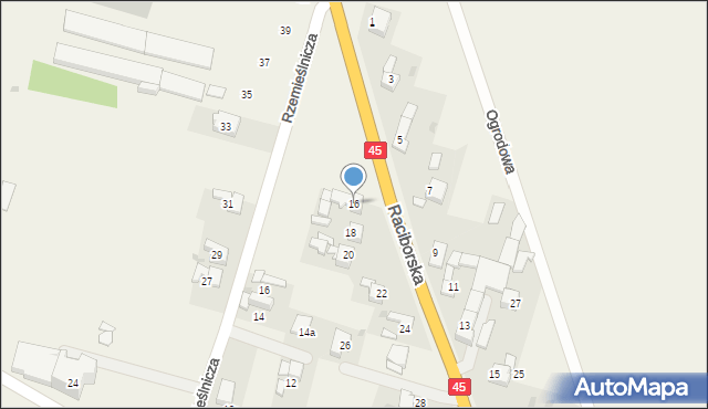 Bieńkowice, Raciborska, 16, mapa Bieńkowice