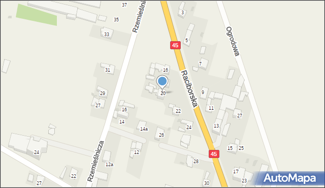 Bieńkowice, Raciborska, 20, mapa Bieńkowice