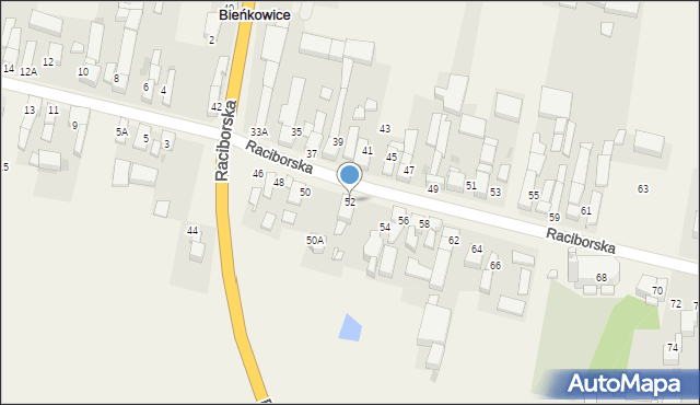 Bieńkowice, Raciborska, 52, mapa Bieńkowice