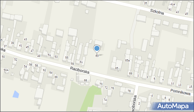 Bieńkowice, Raciborska, 63, mapa Bieńkowice