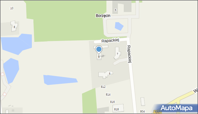 Borzęcin Duży, Rapackiej Tekli, 9, mapa Borzęcin Duży