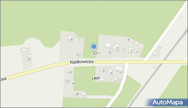 Brzeziny, Radkowicka, 15, mapa Brzeziny