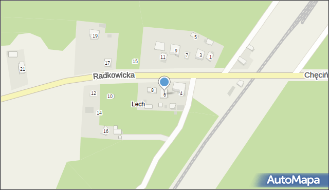 Brzeziny, Radkowicka, 6, mapa Brzeziny