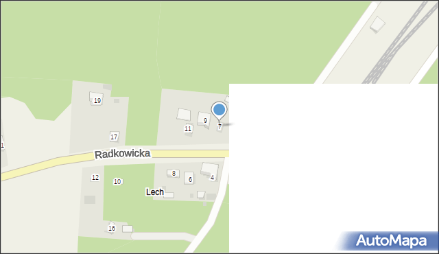 Brzeziny, Radkowicka, 7, mapa Brzeziny