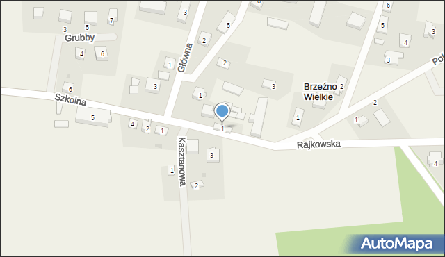 Brzeźno Wielkie, Rajkowska, 1, mapa Brzeźno Wielkie