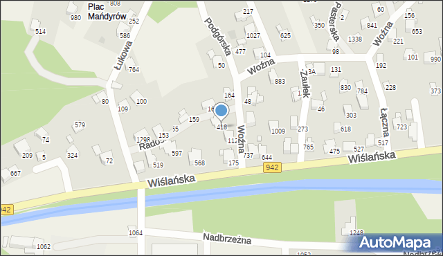 Buczkowice, Radosna, 418, mapa Buczkowice