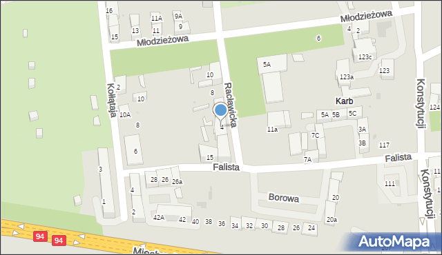 Bytom, Racławicka, 4, mapa Bytomia