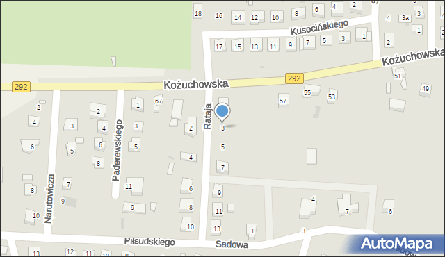 Bytom Odrzański, Rataja, 3, mapa Bytom Odrzański