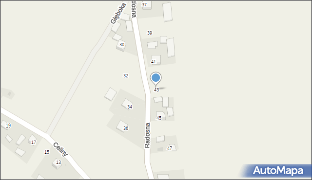 Celiny, Radosna, 43, mapa Celiny