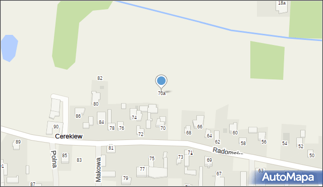 Cerekiew, Radomska, 70a, mapa Cerekiew