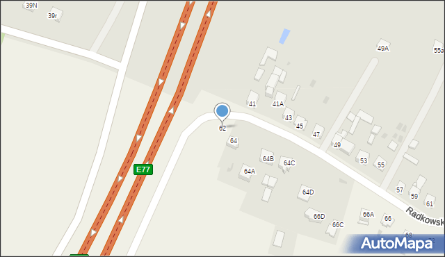 Chęciny, Radkowska, 62, mapa Chęciny