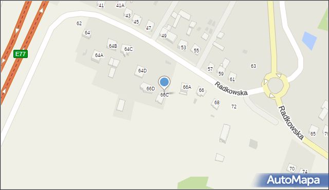 Chęciny, Radkowska, 66C, mapa Chęciny