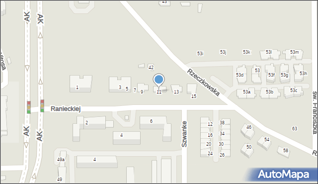 Ciechanów, Ranieckiej Marii, 11, mapa Ciechanów